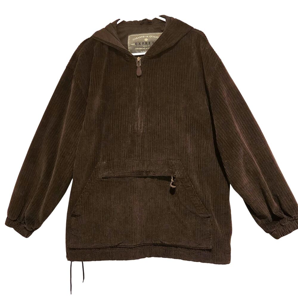 90s Vintage Express Brown Corduroy Pullover Jacket Oversized Gorpcore
